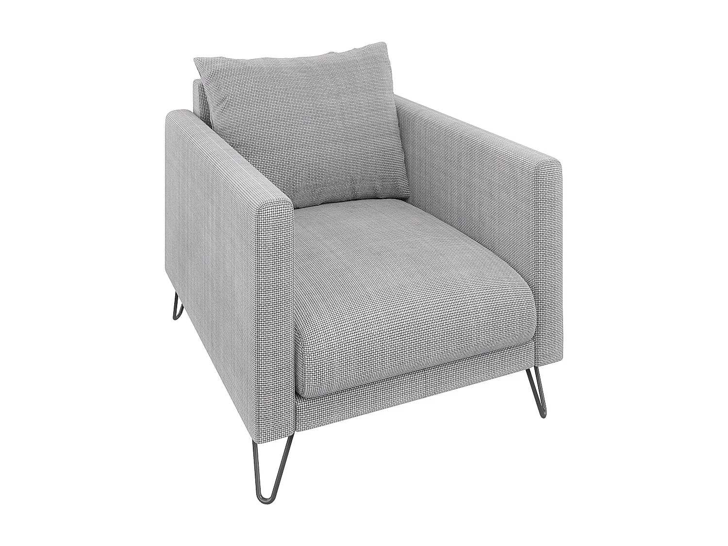 Harmony - Moderner Sessel aus Hellgrau Chenille-Stoff mit Hohen Schwarzen Metallfüßen