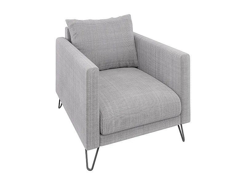 Harmony - Moderner Sessel aus Hellgrau Chenille-Stoff mit Hohen Schwarzen Metallfüßen