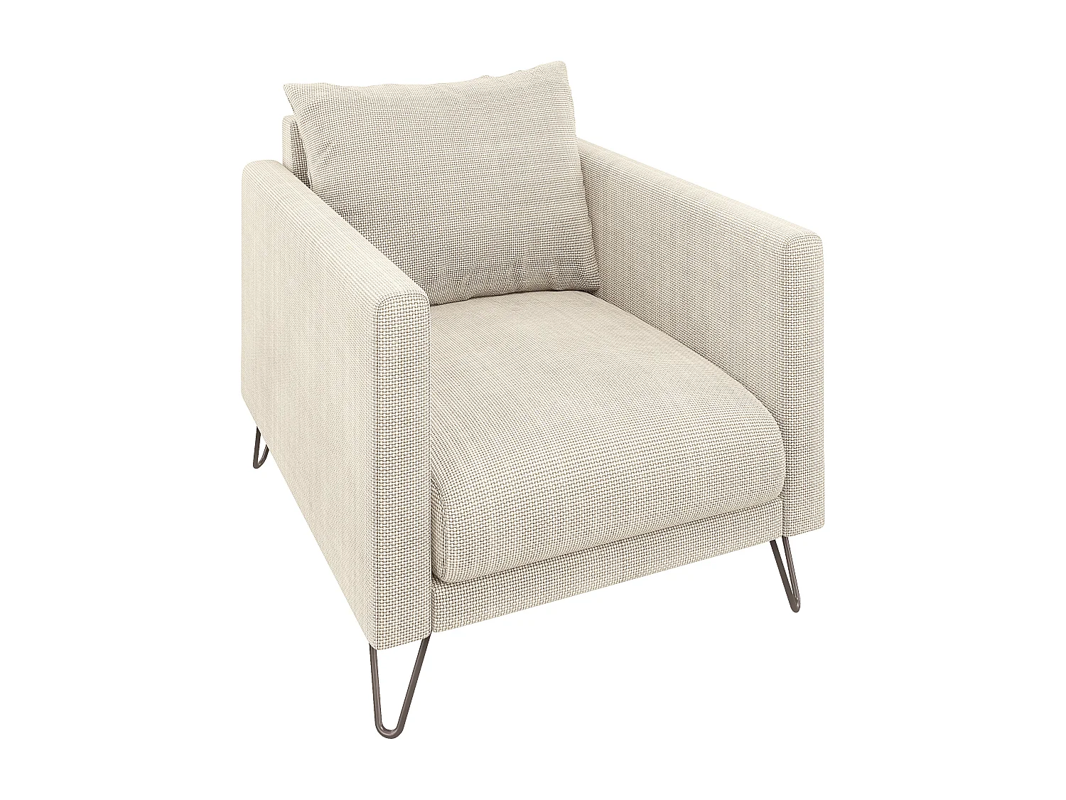 Harmony - Moderner Sessel aus Beige Chenille-Stoff mit Hohen Schwarzen Metallfüßen