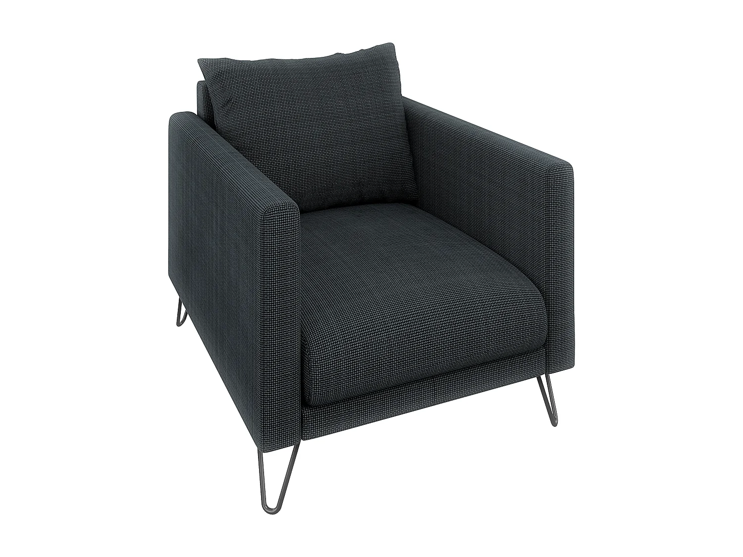 Harmony - Moderner Sessel aus Graphit Chenille-Stoff mit Hohen Schwarzen Metallfüßen