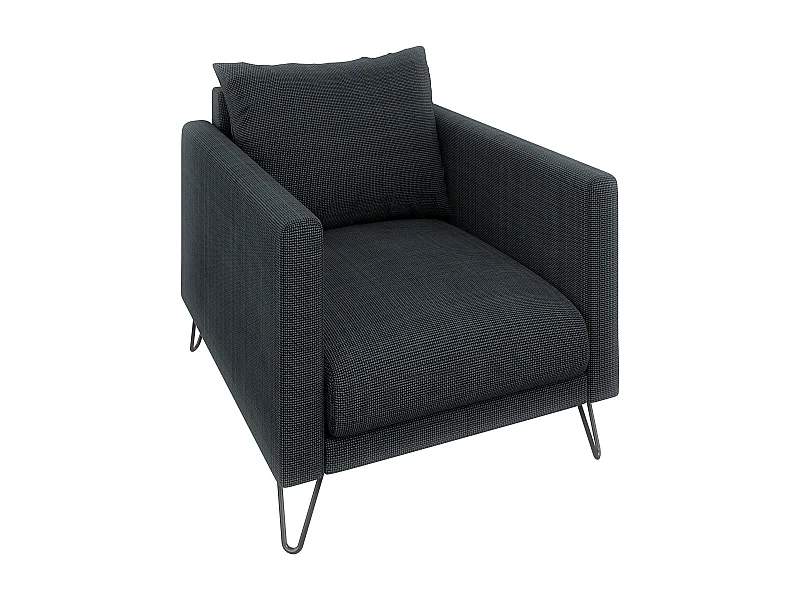 Harmony - Moderner Sessel aus Graphit Chenille-Stoff mit Hohen Schwarzen Metallfüßen