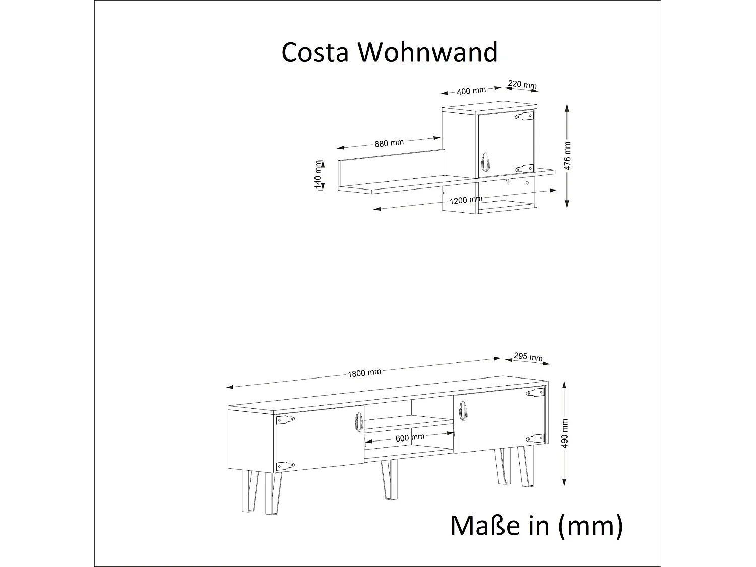 Wohnwand Costa Eiche