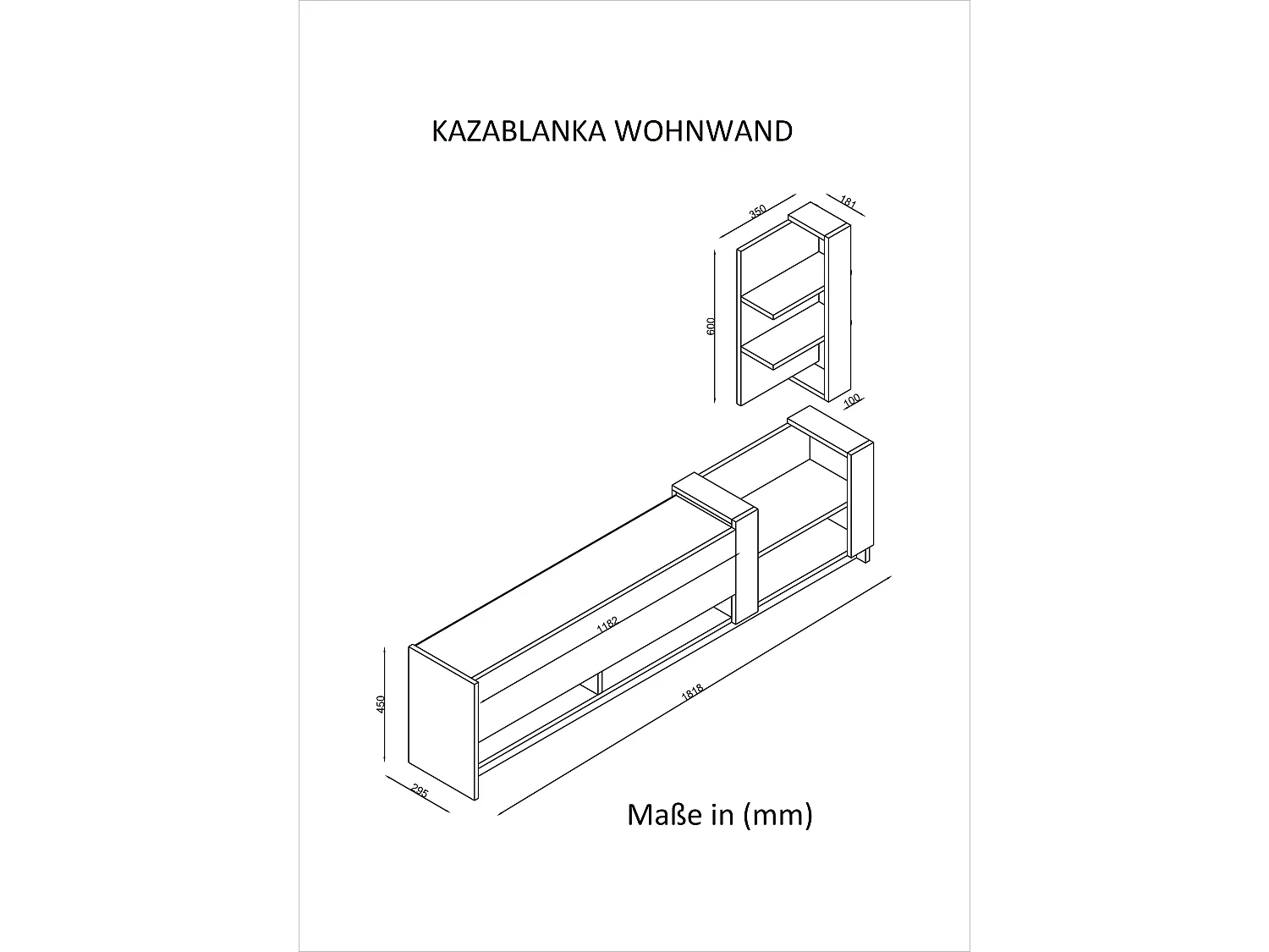 Wohnwand Kazablanka Weiß Safir