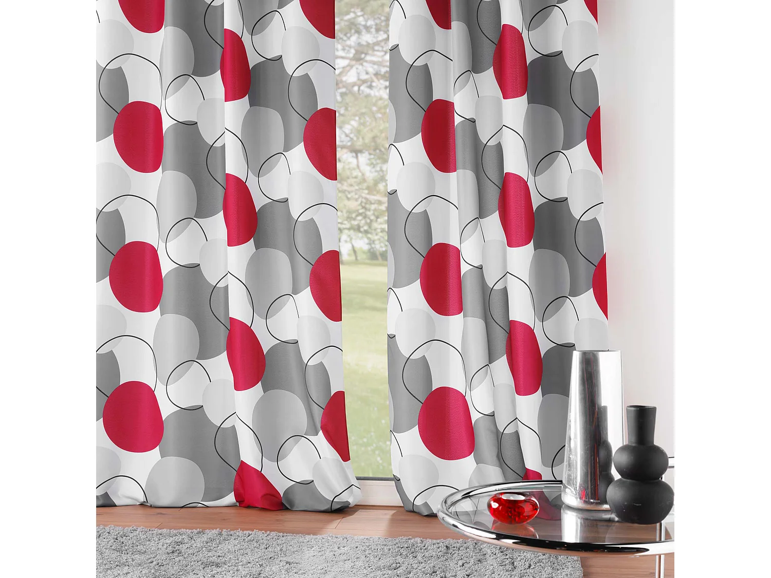 Cortina con formas geométricas 140 x 260 cm