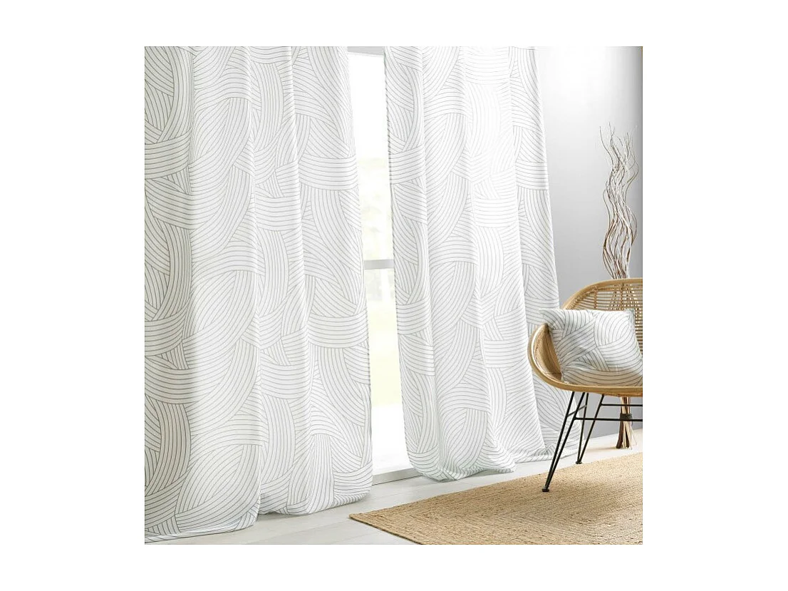 Rideau à Œillets Imprimé "Linea" 140x260cm Blanc