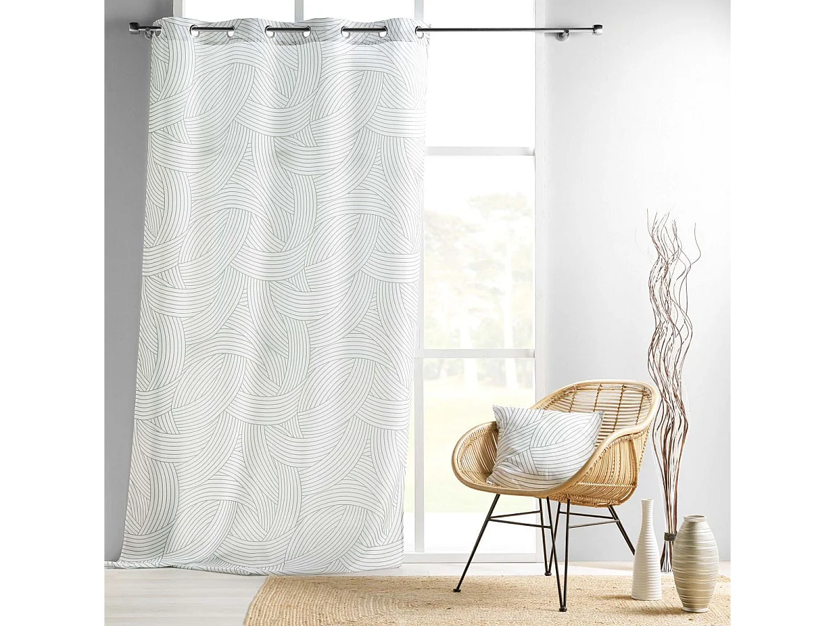 Rideau à Œillets Imprimé "Linea" 140x260cm Blanc