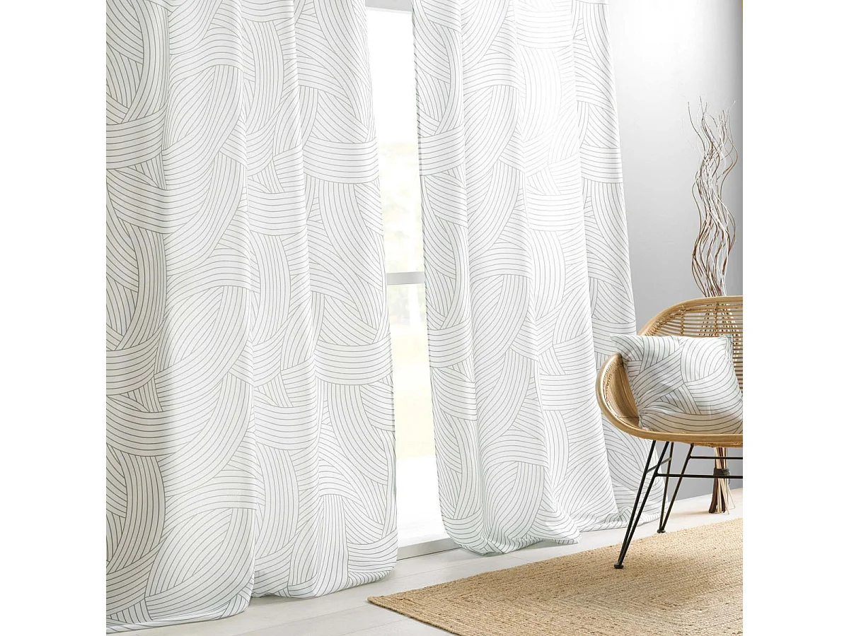 Rideau à Œillets Imprimé "Linea" 140x260cm Blanc