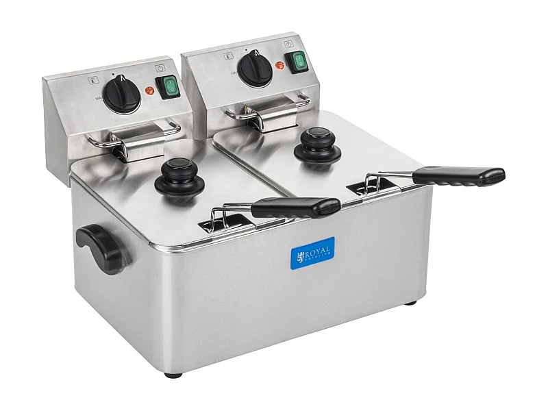 Friggitrice professionale in acciaio inox 2 vasche 8 litri professionale vasca estraibile termostato professionale EGO 3614016