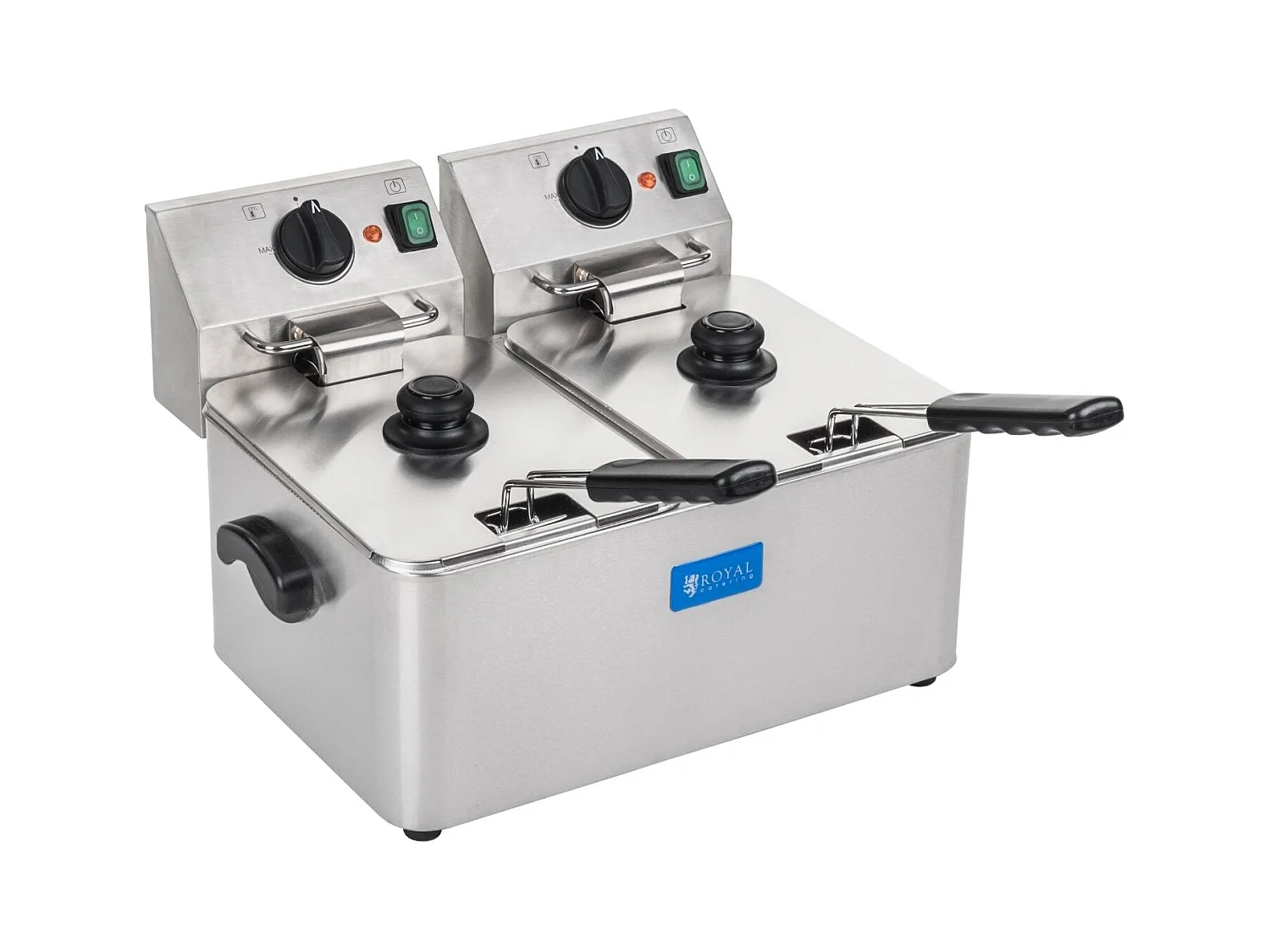Friggitrice professionale in acciaio inox 2 vasche 8 litri professionale vasca estraibile termostato professionale EGO 3614016