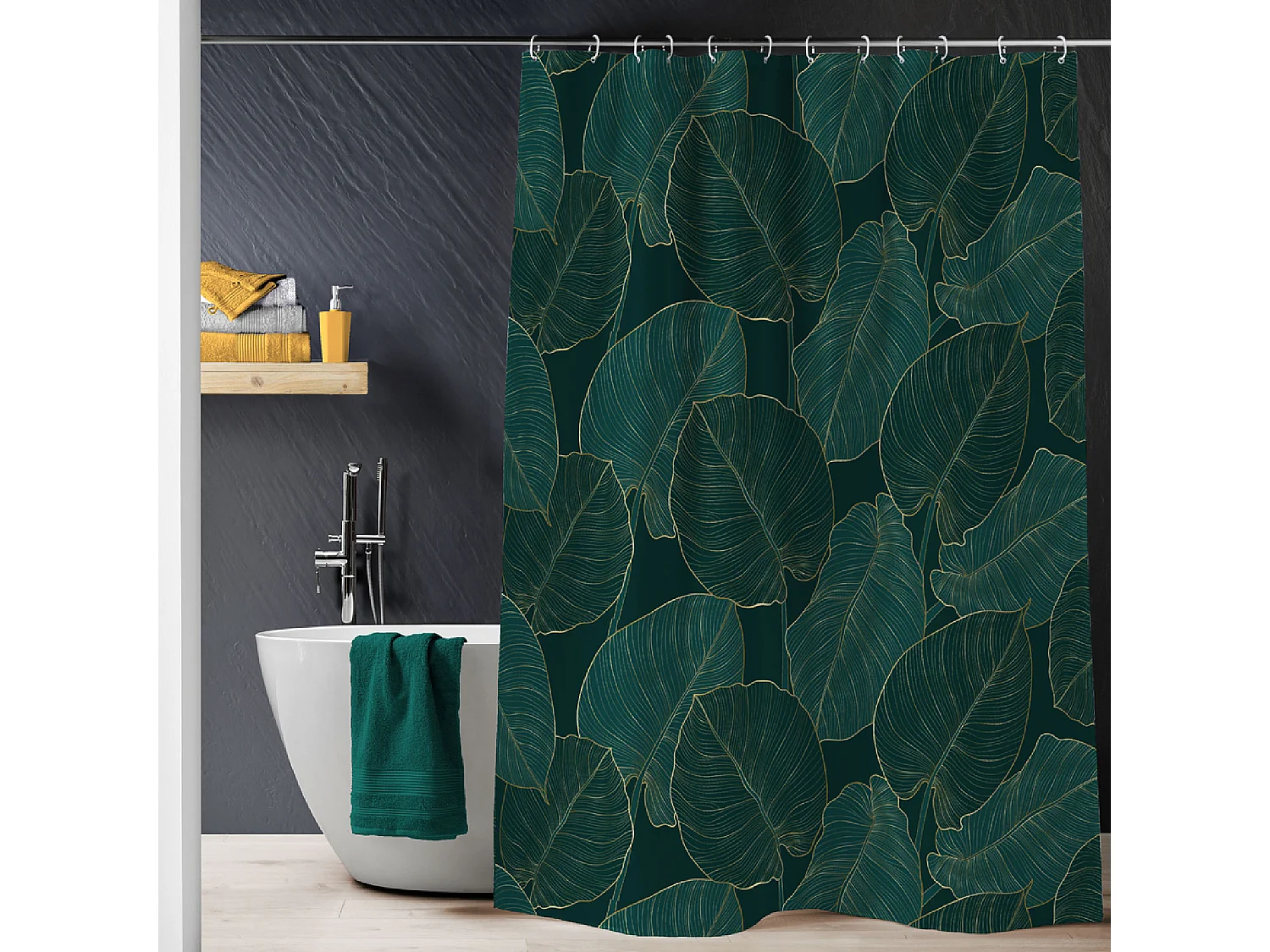 Rideau de Douche "Jade" 180x200cm Vert