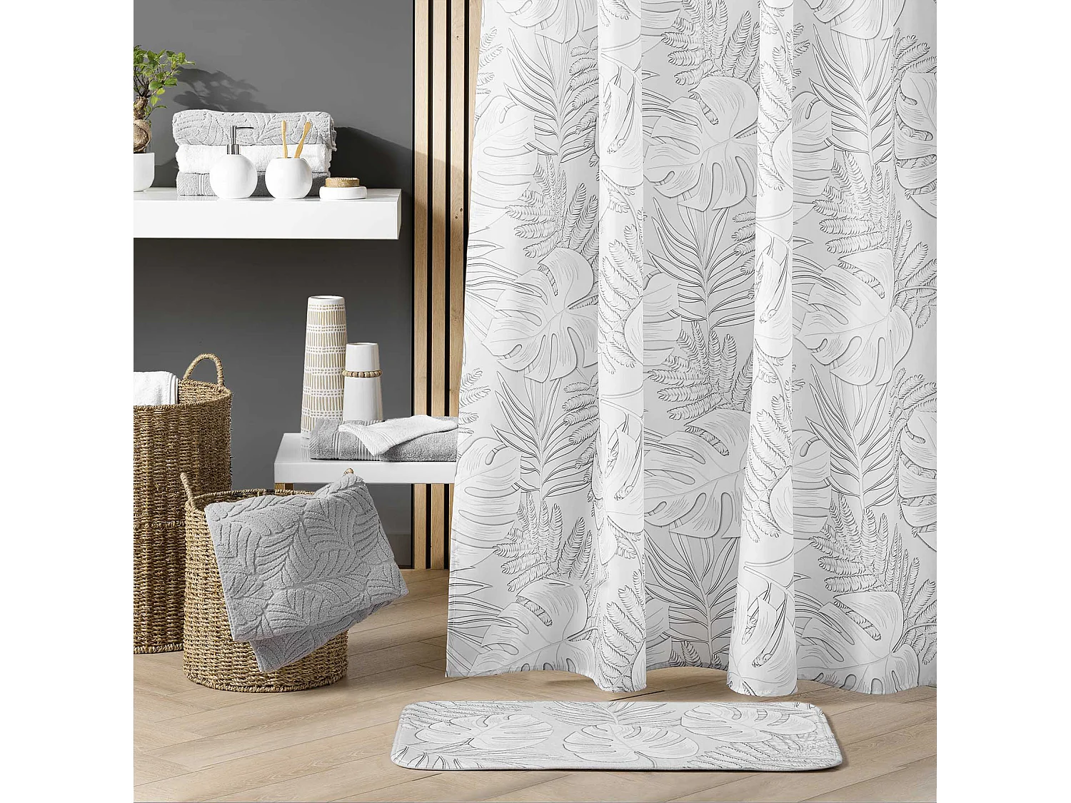 Rideau de Douche "Amber" 180x200cm Gris