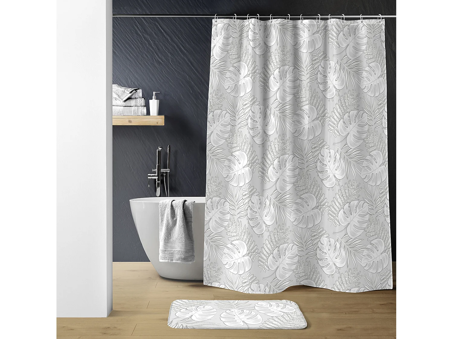 Rideau de Douche "Amber" 180x200cm Gris