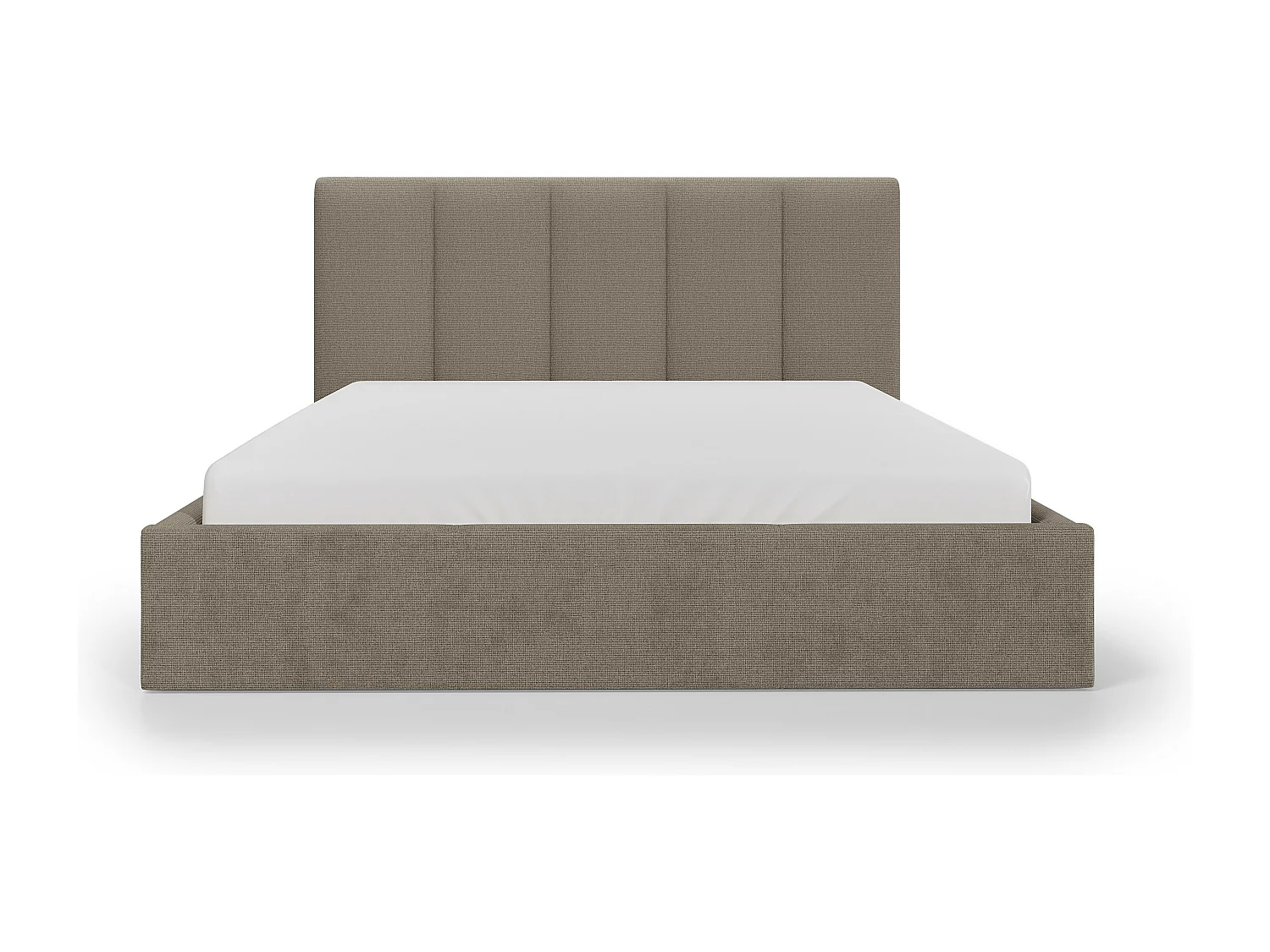 Lit coffre 160 x 200 cm avec tête de lit coutures verticales - Tissu - Taupe - KILACLO