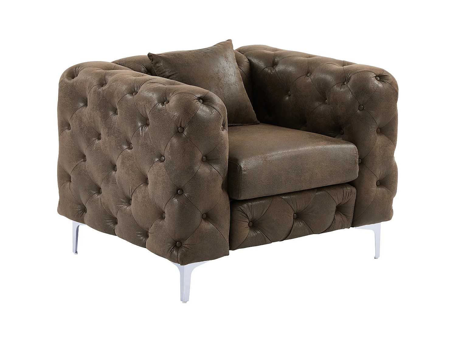 Chesterfield-Sofa 3-Sitzer, Chesterfield-Sessel & Chesterfield-Hocker - Mikrofaser - Vintage-Leder-Optik - EDWINA