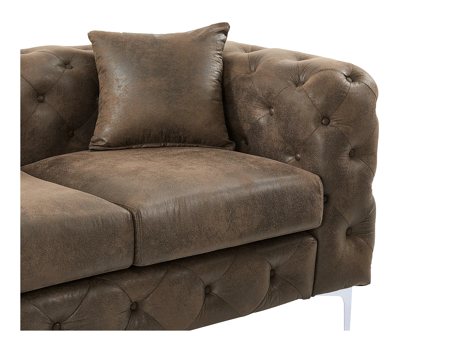 Chesterfield-Sofa 3-Sitzer, Chesterfield-Sessel & Chesterfield-Hocker - Mikrofaser - Vintage-Leder-Optik - EDWINA