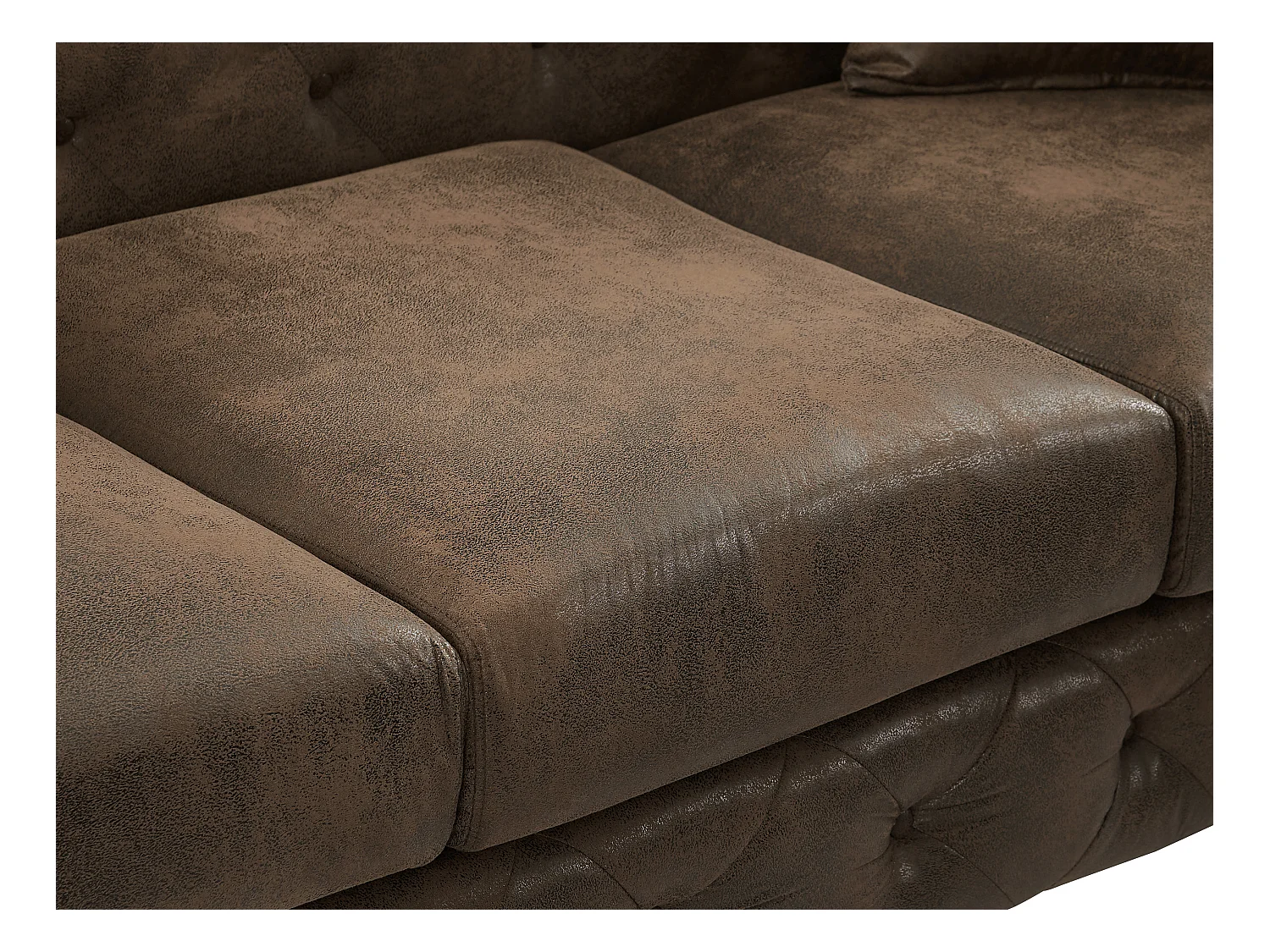 Chesterfield-Sofa 3-Sitzer, Chesterfield-Sessel & Chesterfield-Hocker - Mikrofaser - Vintage-Leder-Optik - EDWINA