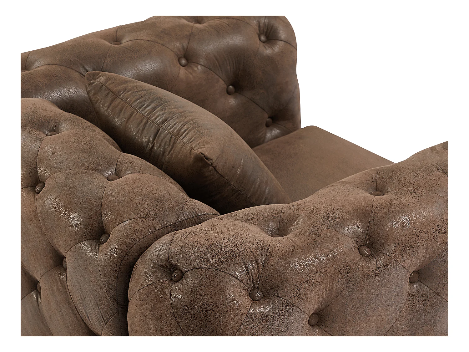 Chesterfield-Sofa 3-Sitzer, Chesterfield-Sessel & Chesterfield-Hocker - Mikrofaser - Vintage-Leder-Optik - EDWINA
