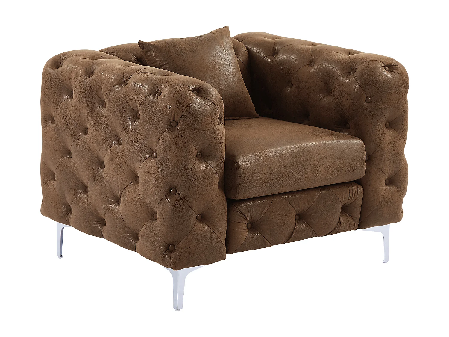 Chesterfield-Sofa 3-Sitzer, Chesterfield-Sessel & Chesterfield-Hocker - Mikrofaser - Vintage-Leder-Optik - EDWINA