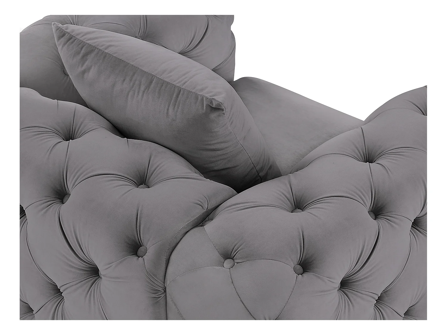Canapé 3 places, fauteuil et pouf chesterfield en velours anthracite EDWINA