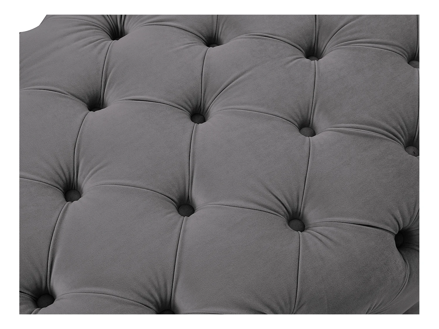 Canapé 3 places, fauteuil et pouf chesterfield en velours anthracite EDWINA