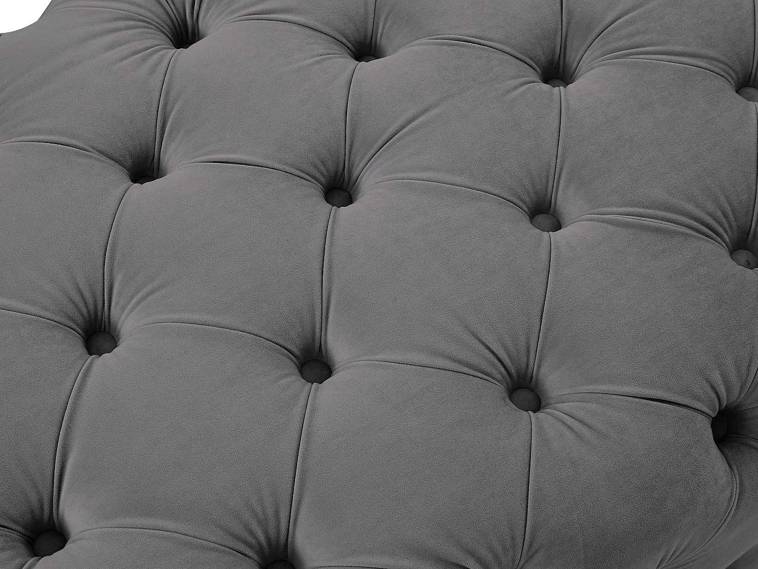 Canapé 3 places, fauteuil et pouf chesterfield en velours anthracite EDWINA