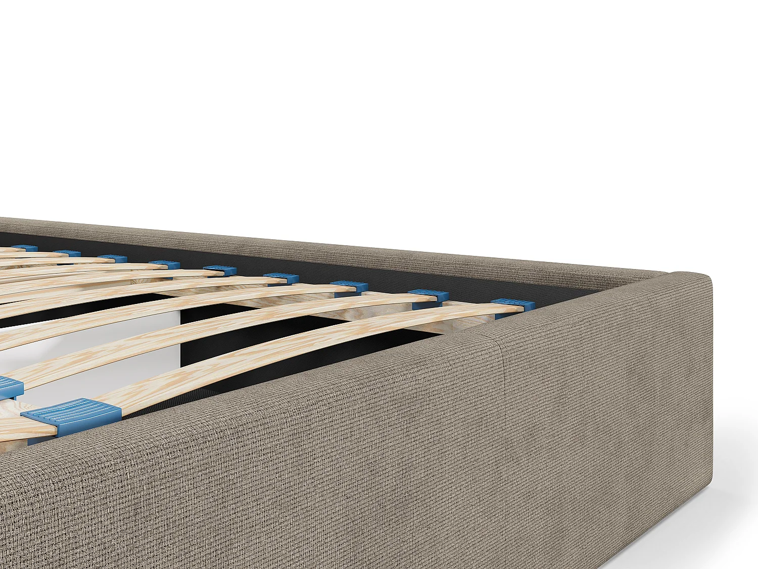 Lit coffre 180 x 200 cm avec tête de lit coutures verticales - Tissu - Taupe - KILACLO