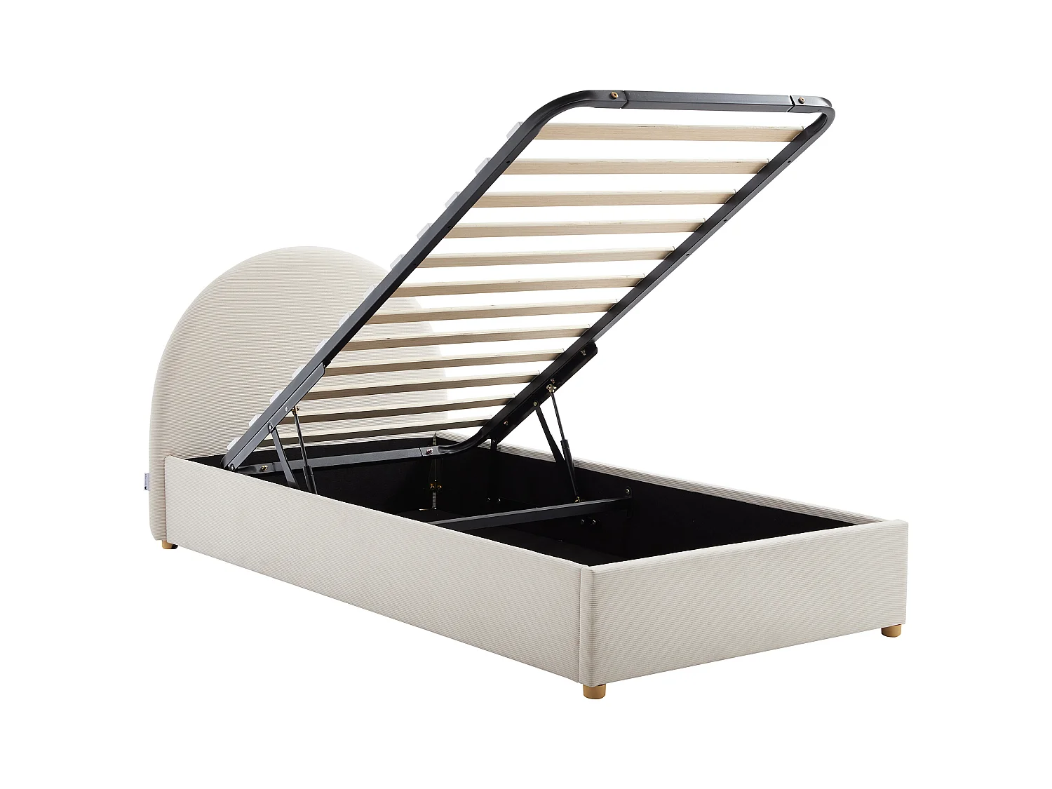 Letto con contenitore 90 x 190 cm Velluto a coste - Beige - LIRIMO