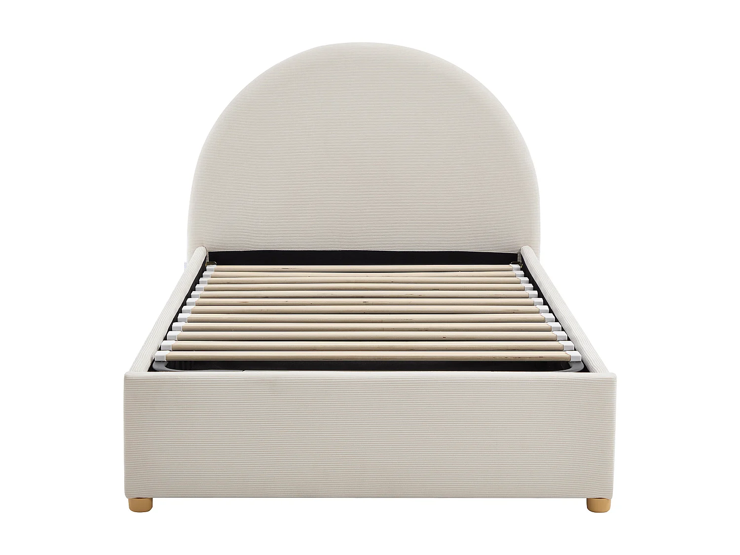 Lit coffre 90 x 190 cm - Velours côtelé - Beige - LIRIMO