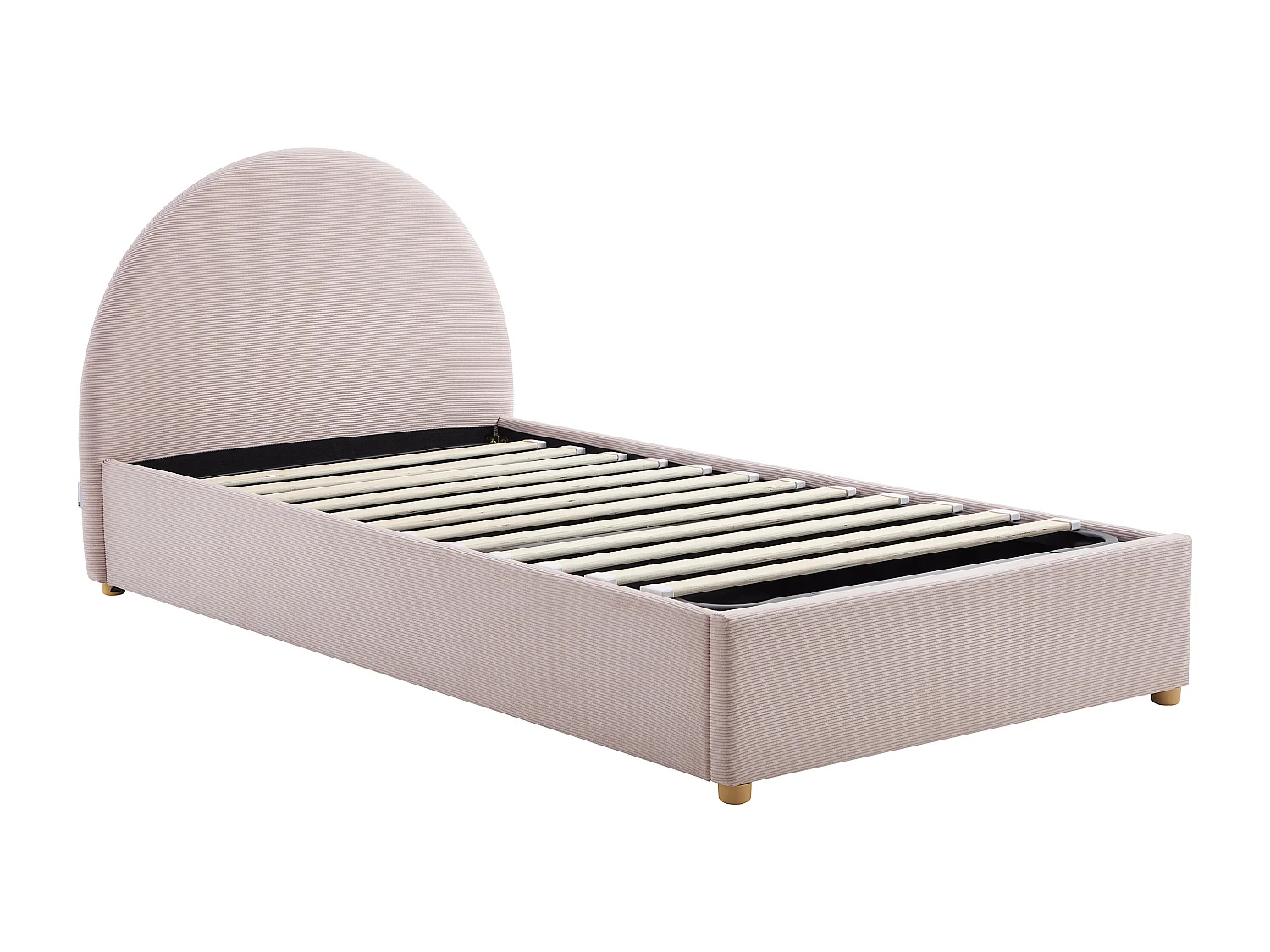 Lit coffre 90 x 190 cm - Velours côtelé - Rose - LIRIMO