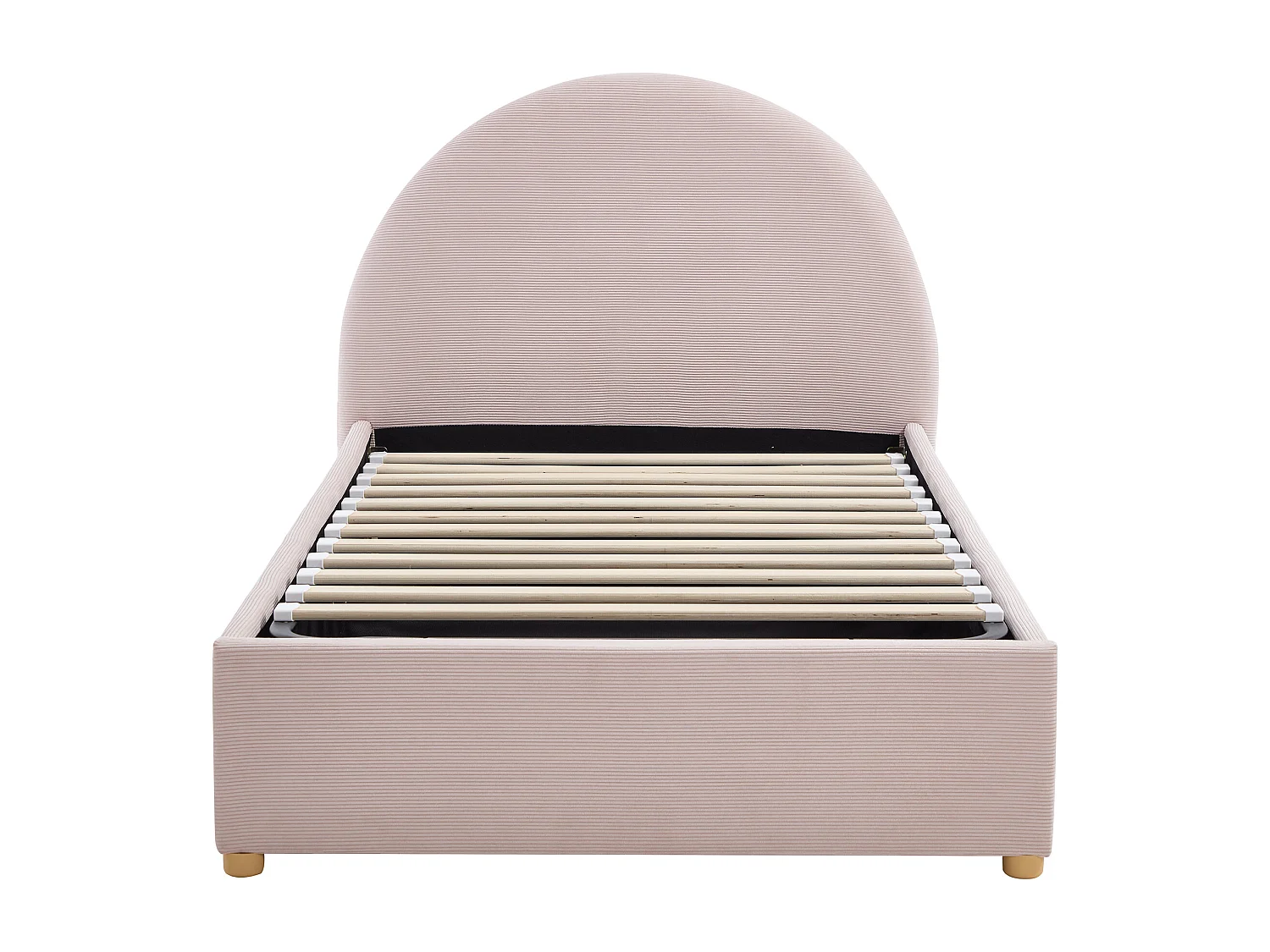 Lit coffre 90 x 190 cm - Velours côtelé - Rose - LIRIMO