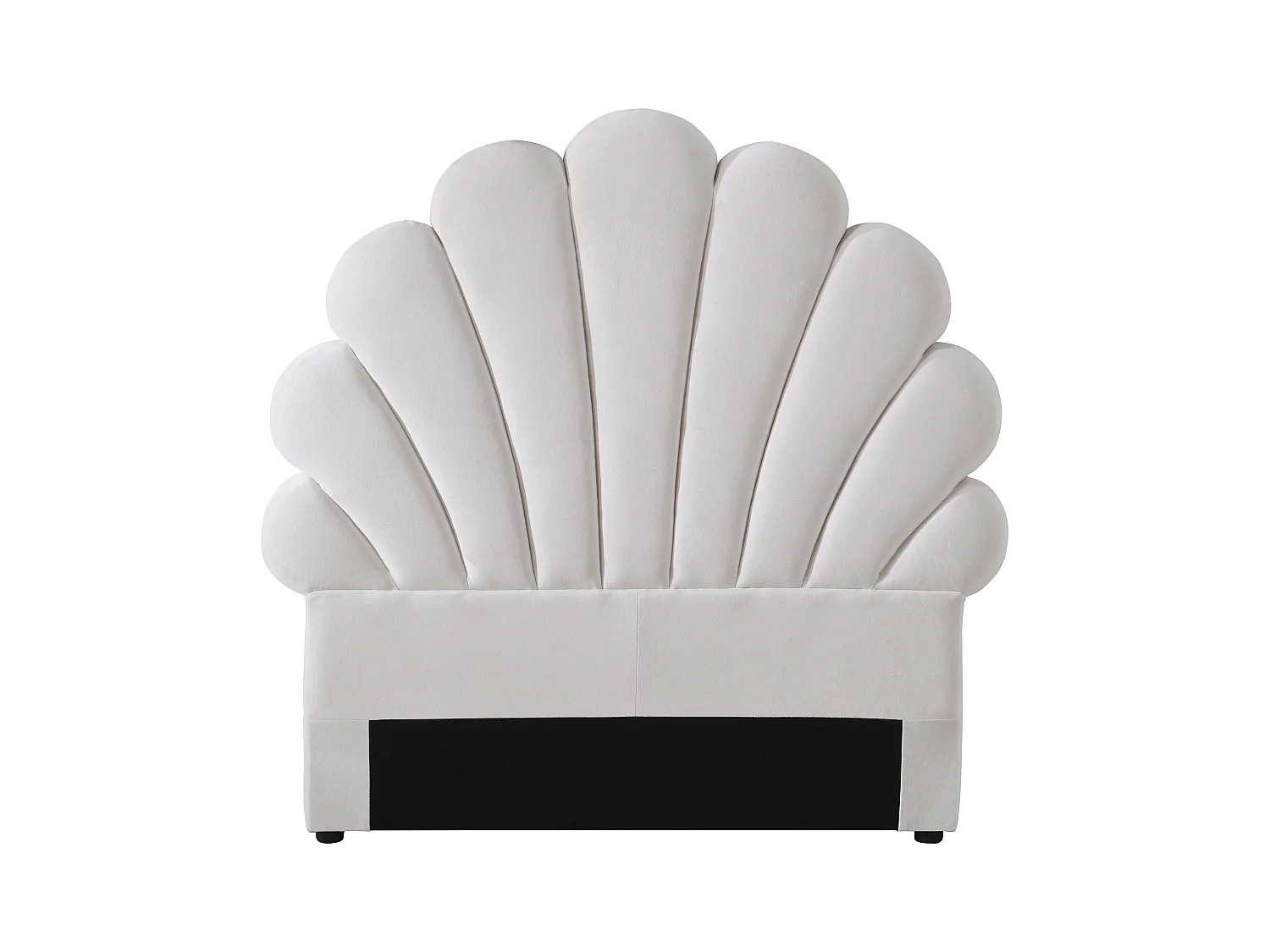 Cabecero de cama con forma de concha - 90 cm - Terciopelo - Blanco - MOANA