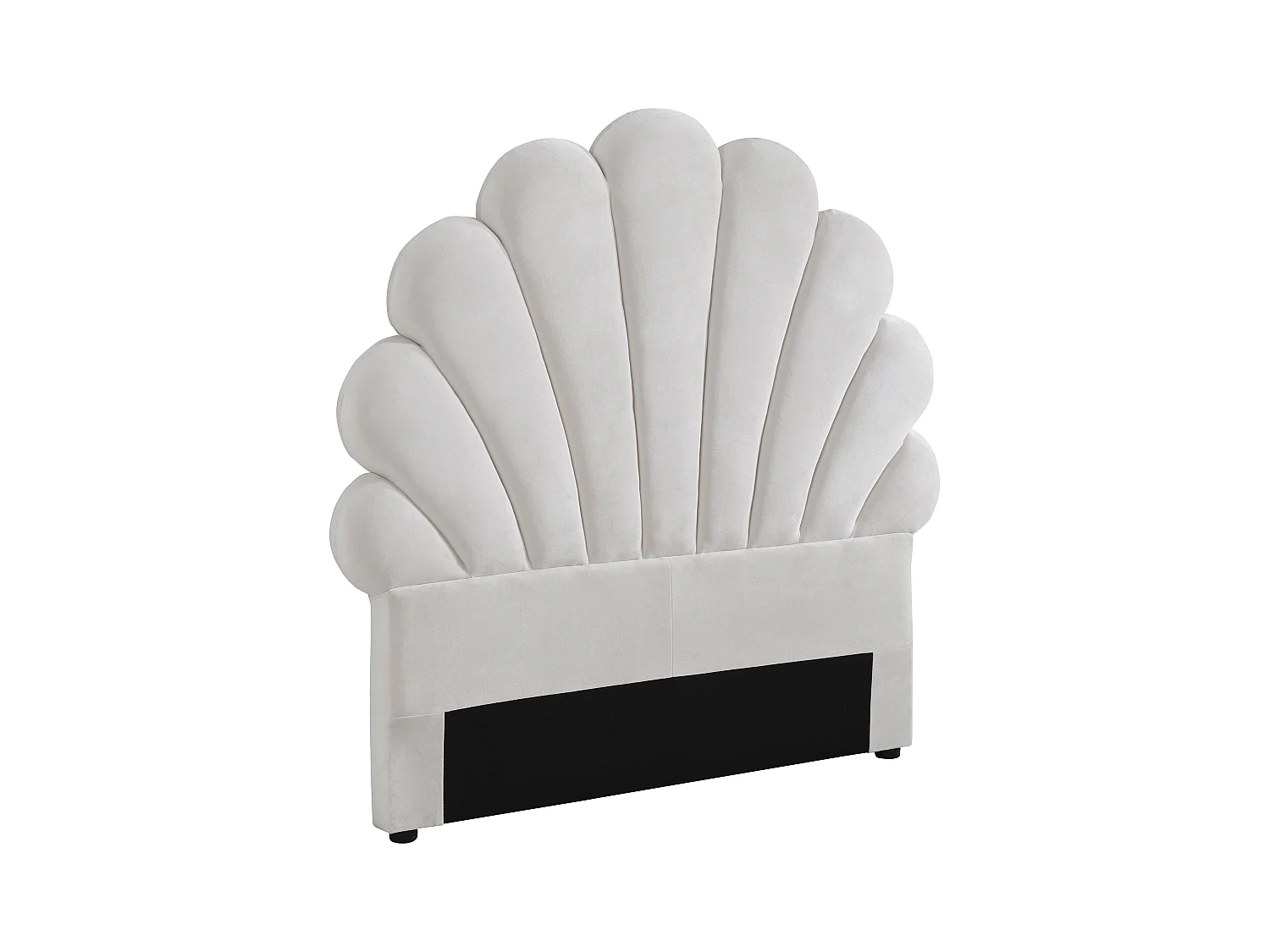 Cabecero de cama con forma de concha - 90 cm - Terciopelo - Blanco - MOANA
