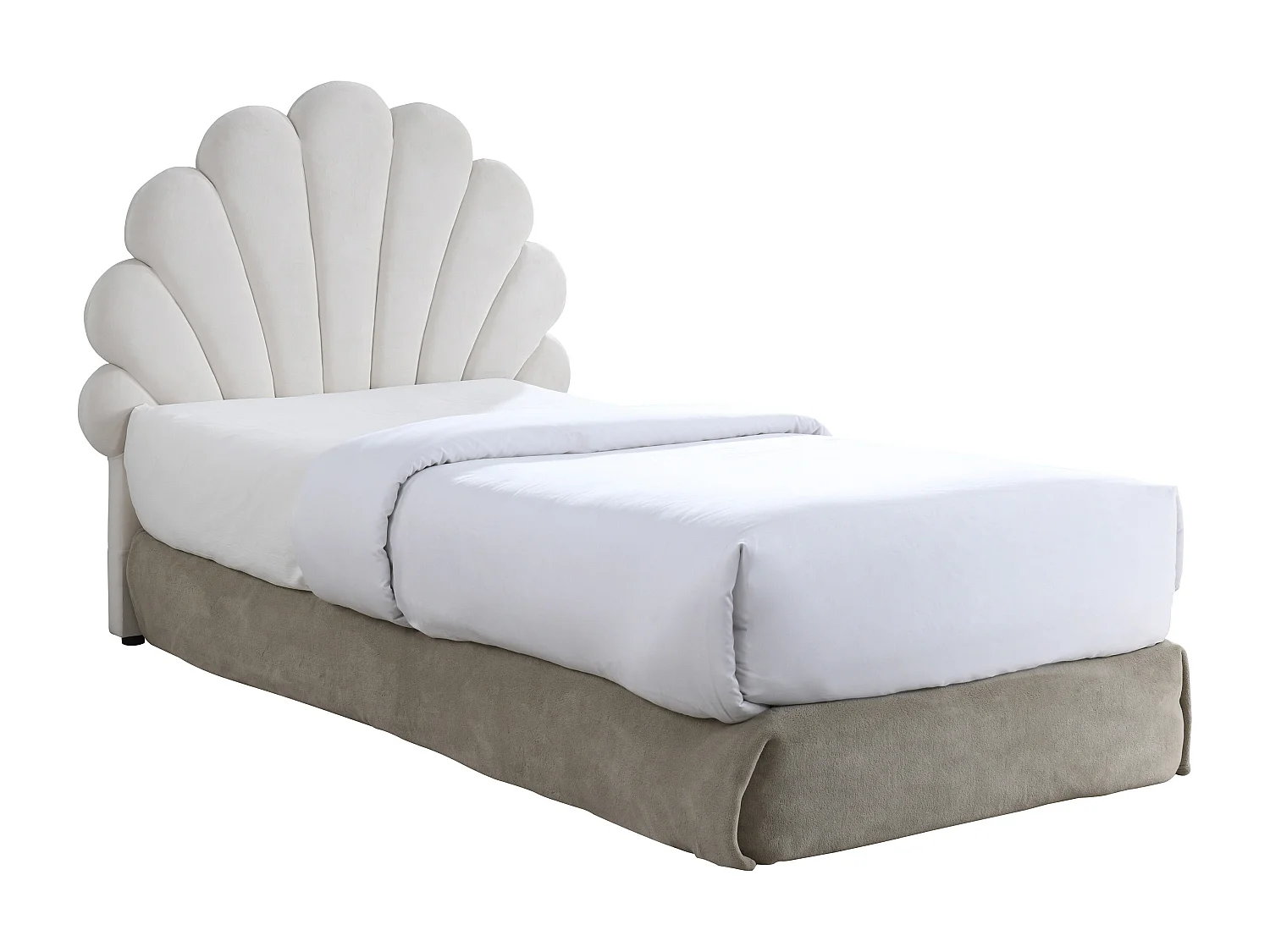 Tête de lit coquillage - 90 cm - Velours - Blanc - MOANA