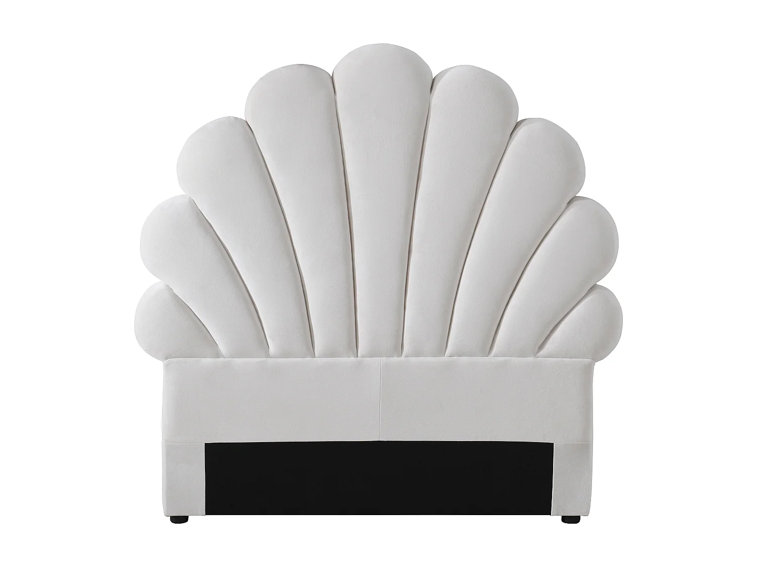 Tête de lit coquillage - 90 cm - Velours - Blanc - MOANA