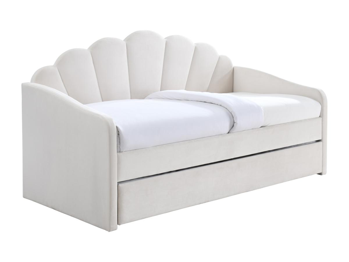 Ausziehbett Muschelform - 2 x 90 x 190 cm - Samt - Beige - ELUSIA günstig online kaufen