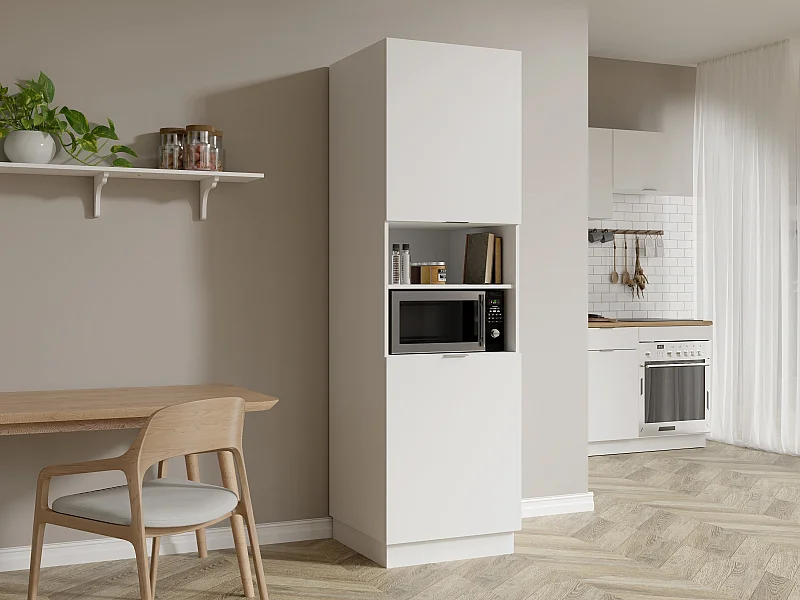 Colonne de cuisine avec 2 portes et 2 niches - Blanc - CARMEO