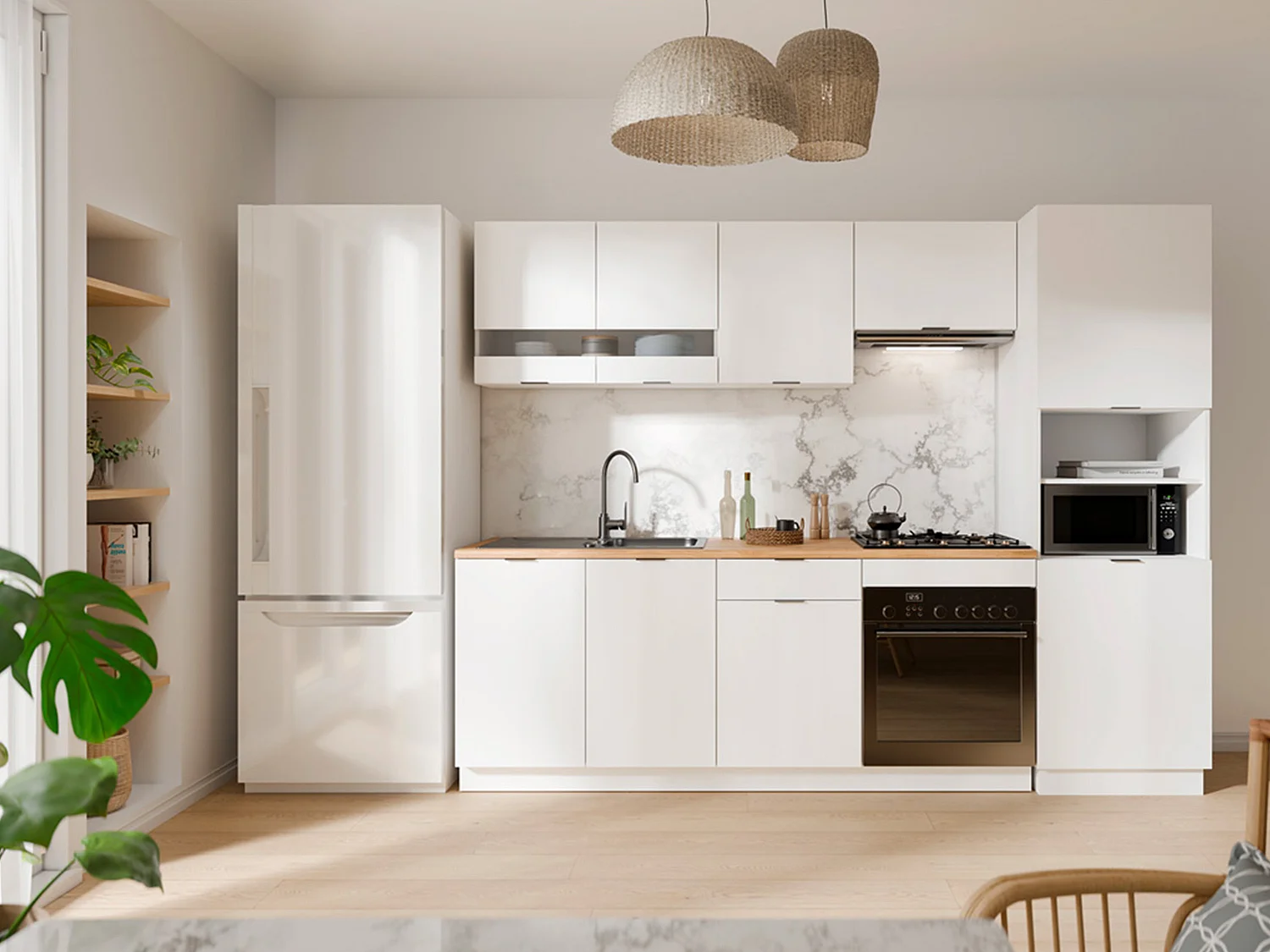 Keukenbuffet met 2 deuren en 2 nissen - Wit - CARMEO