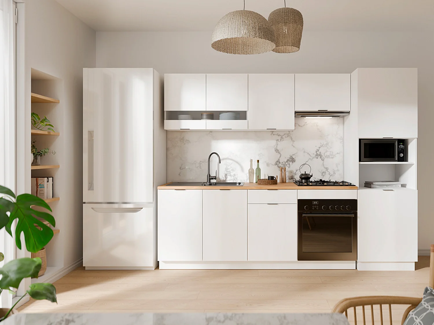 Kitchen column with 2 doors and 2 niches - White - CARMEO