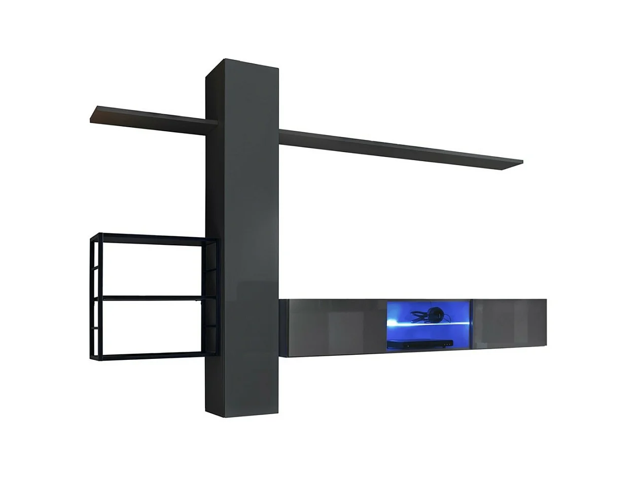 Ensemble meubles de salon style industriel SWITCH M5 – Coloris gris – LED intégrées