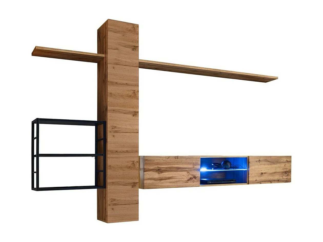 Conjunto de muebles de salón estilo industrial SWITCH M5. Color roble.