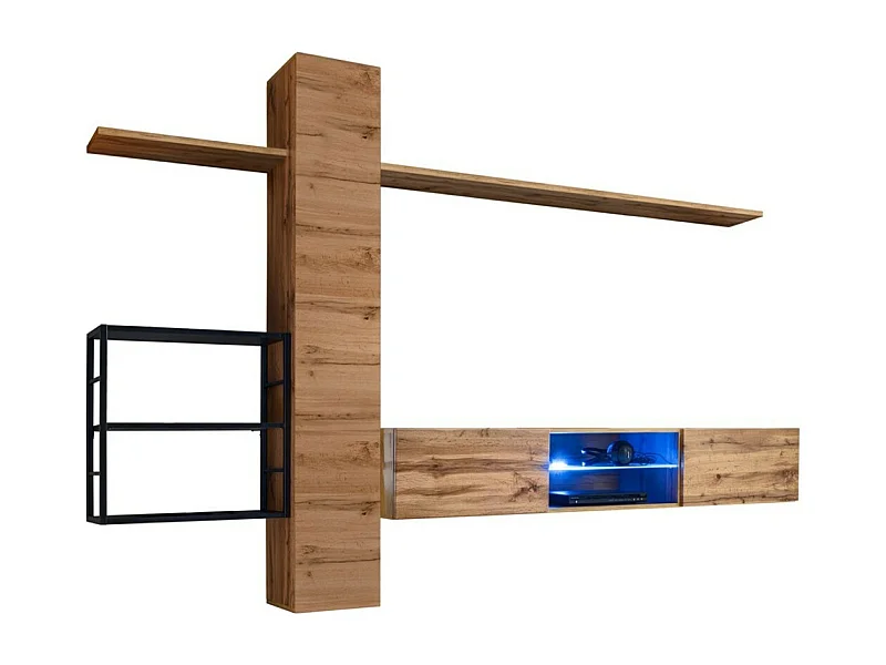 Ensemble meubles de salon style industriel SWITCH M5. Coloris chêne.