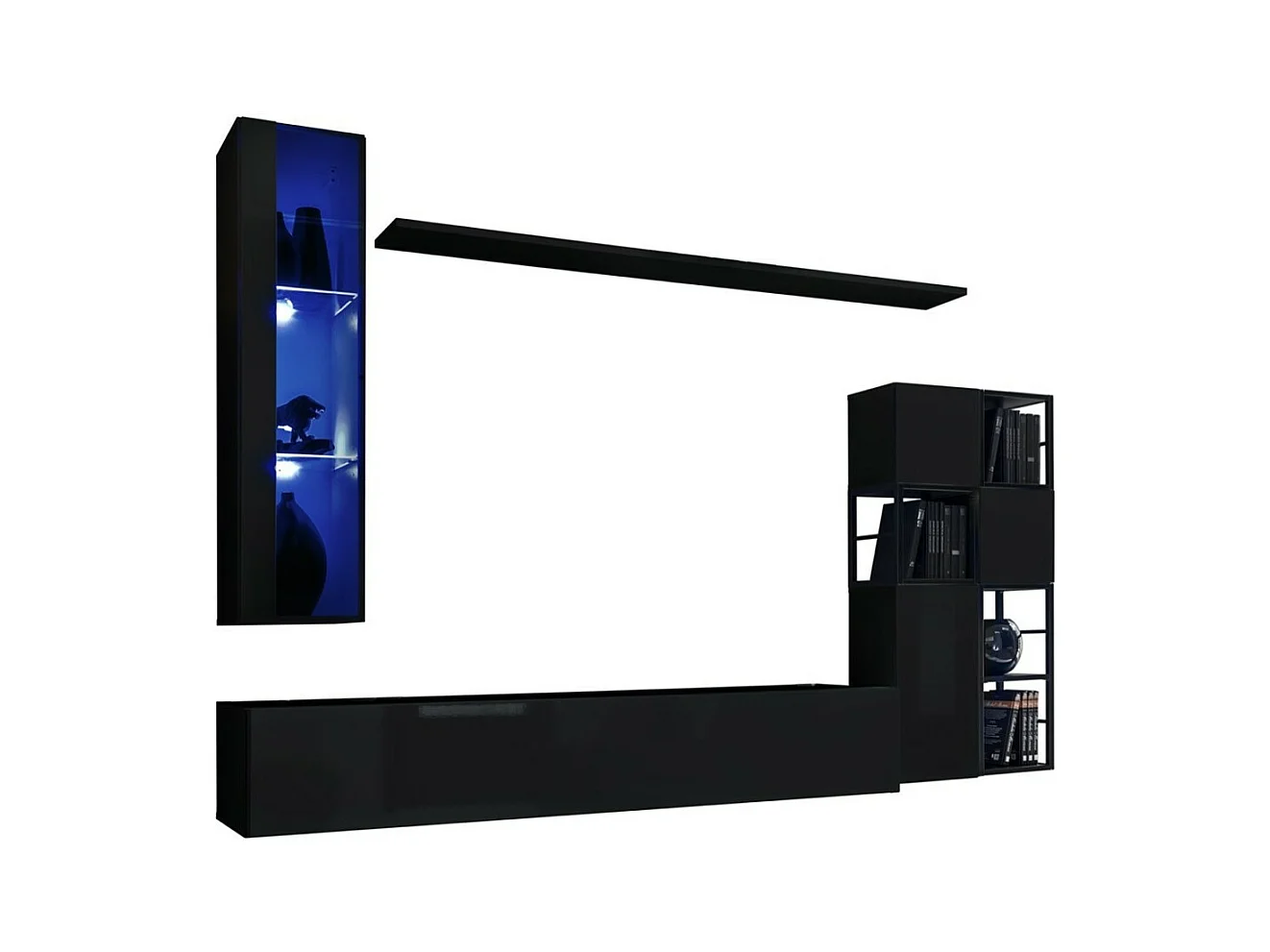 Ensemble meubles de salon style industriel SWITCH M2. Coloris noir.