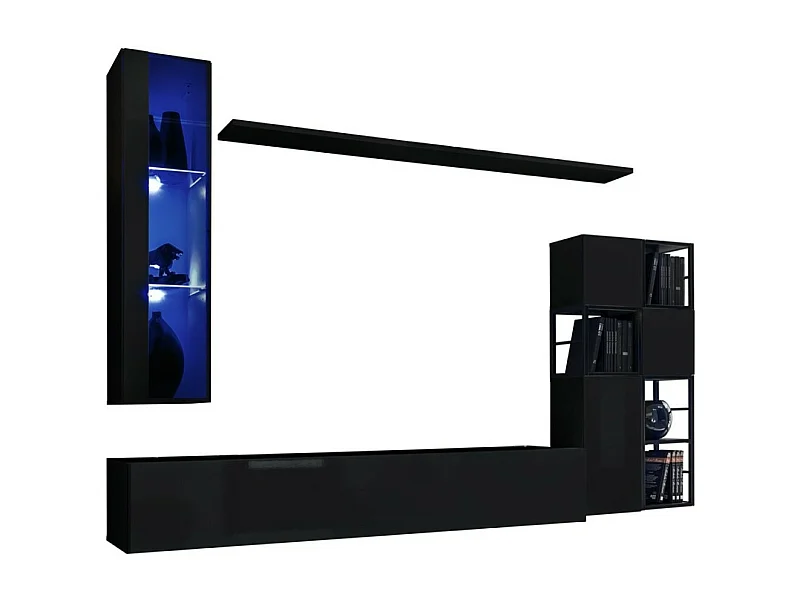 Ensemble meubles de salon style industriel SWITCH M2. Coloris noir.