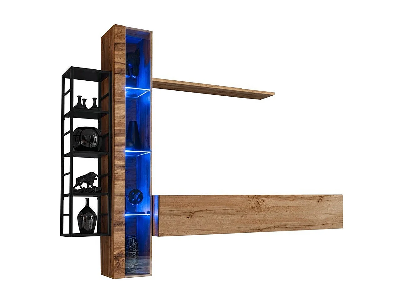 Ensemble meubles de salon style industriel SWITCH M7. Coloris chêne.