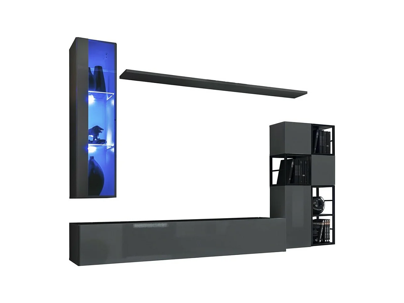 Ensemble meubles de salon style industriel SWITCH M2 – Gris – LED intégrées – Design moderne