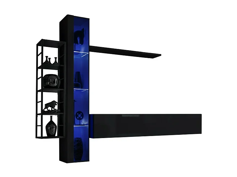 Industriële stijl woonkamer meubelset SWITCH M7. Kleur zwart.