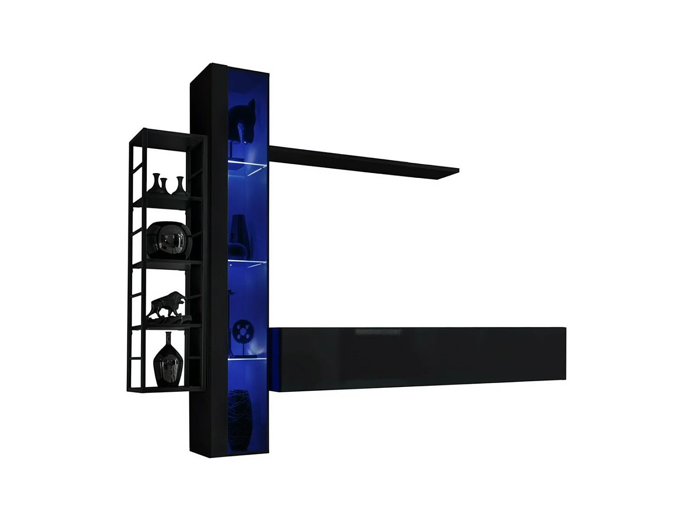 Ensemble meubles de salon style industriel SWITCH M7. Coloris noir.