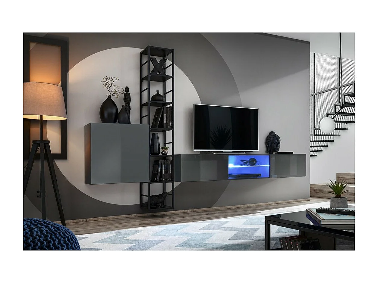 Conjunto de móveis para sala de estar estilo industrial SWITCH M6. Cor cinza.