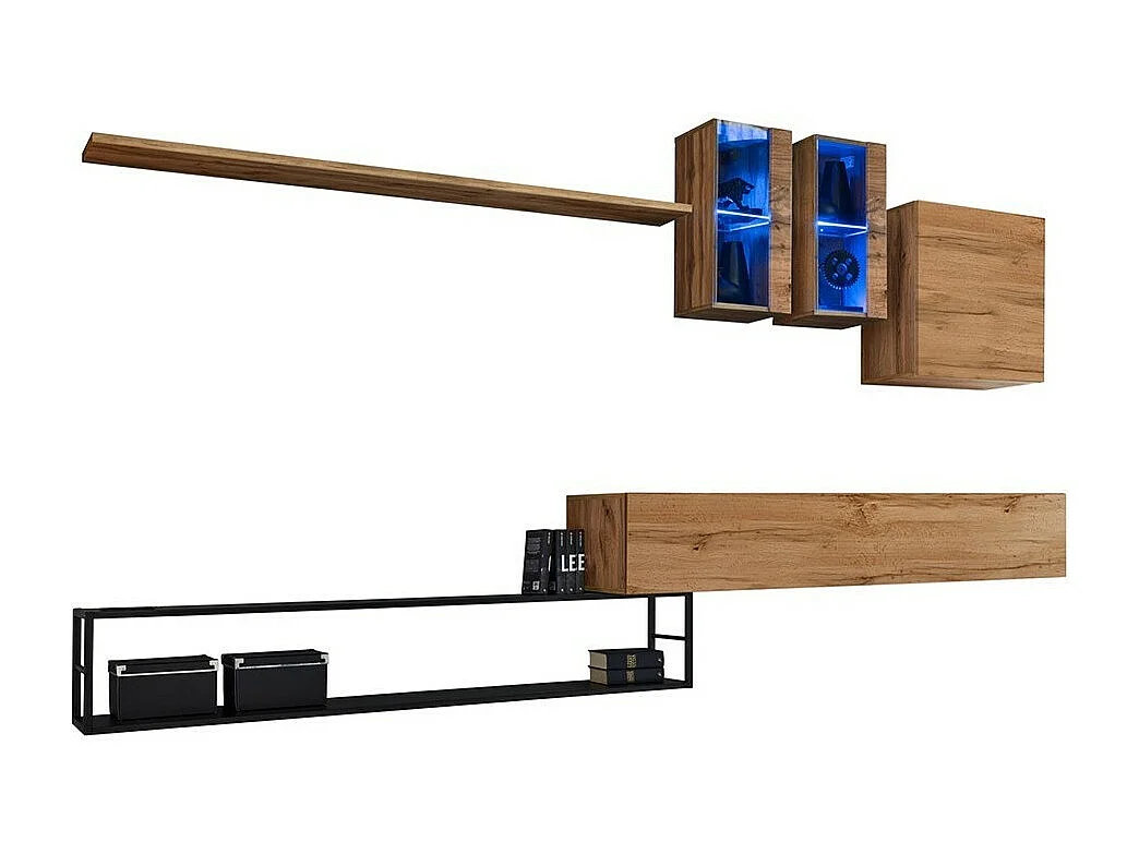 Set di mobili da soggiorno in stile industriale SWITCH M1. Colore rovere.