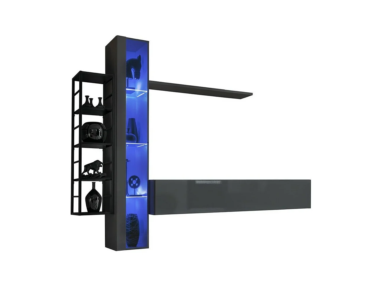 Ensemble meubles de salon industriel SWITCH M7 – Blanc – LED intégrées & système Push to Open